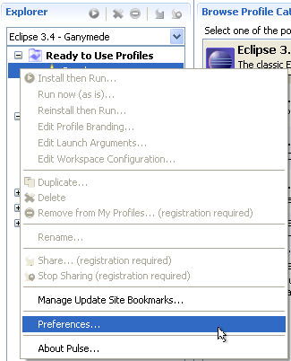 Open Pulse Preference Page