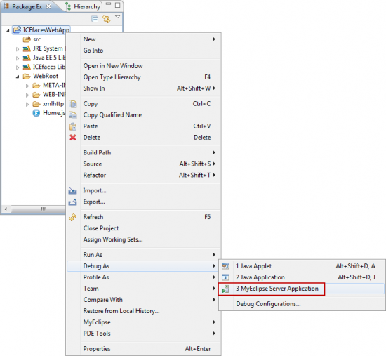 debug-as-myeclipse-server-application